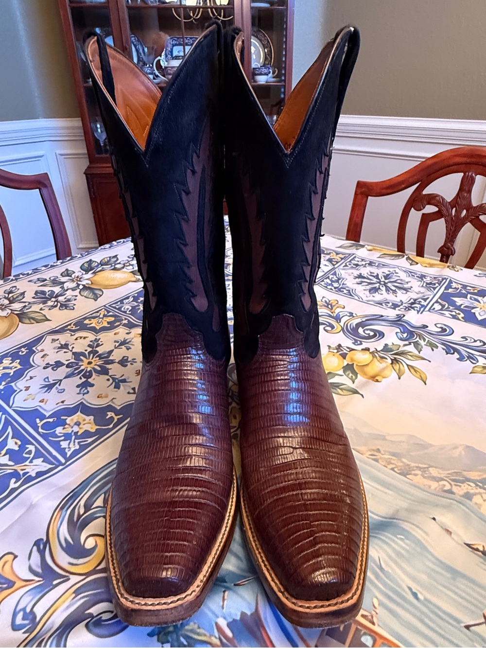 Black Jack Genuine Teju Lizard Boots - Bench-Made in Texas - 8.5D